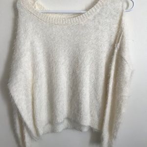 Cute white fuzzy sweater